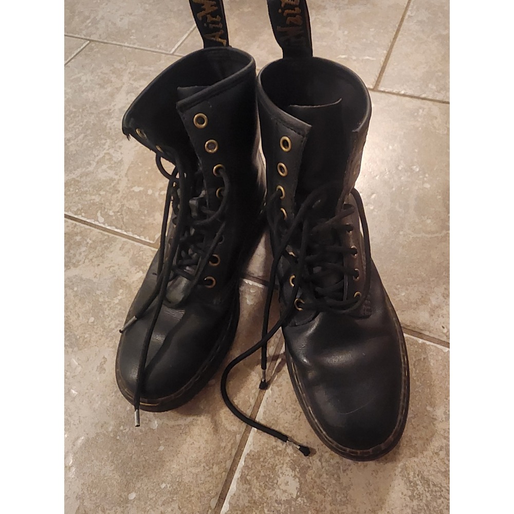 Dr. Martens Zavala Black Leather Combat Boots Womens 8 Mens 7 UK 6 EU 39